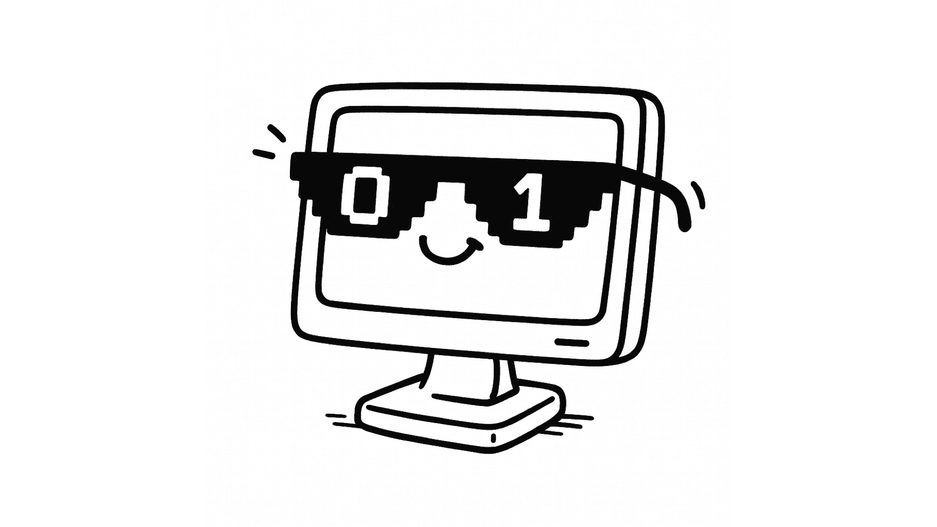 computer wearing sunglasses